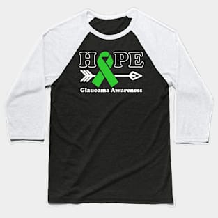 Hope - Glaucoma Awareness Green Ribbon Baseball T-Shirt